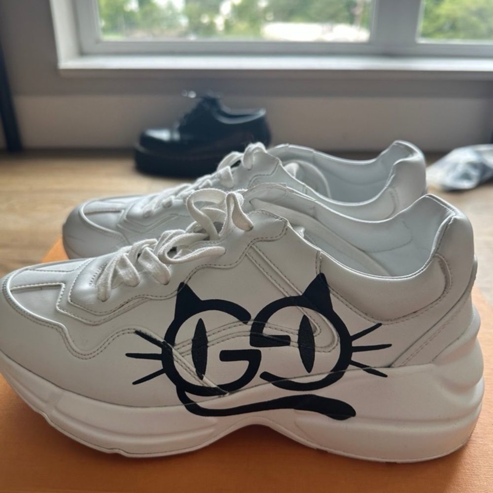 New gucci rhyton cat sneakers leather